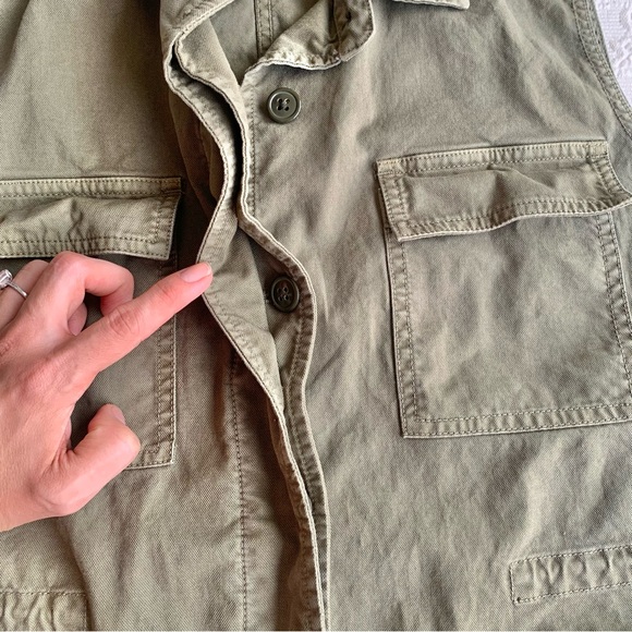 Madewell Olive Green Sleeveless Hidden Button Up Collared Utility Vest Jacket - Picture 5 of 9
